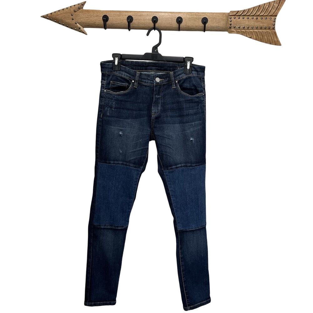 Blanknyc | Dark Wash Skinny Patchwork Jeans Distressed Size 27 Sundance